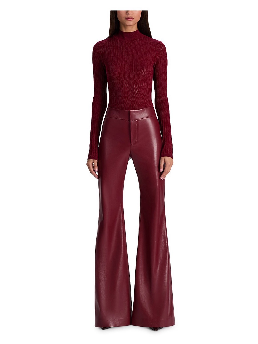 Alice + Olivia sold out Andrew Vegan Leather Bootcut Pants in Oxblood NWT size 6
